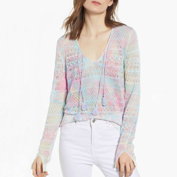 Zadig & Voltaire Delvy Rainbow Colorful Open Knit Sweater Size XS - Picture 1 of 8